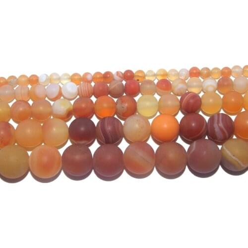 Dull Polish Matte Natural Stone Orange Stripes Agates Beads 4 6 8 10 MM Pick Size For Jewelry Making DIY Bracelet Necklace