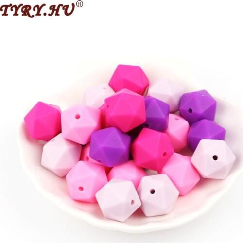 TYRY.HU 100pc Icosahedron Silicone Loose Beads Teething DIY Necklace Jewelry Making For Baby Teething Safe Toys baby Chew Beads