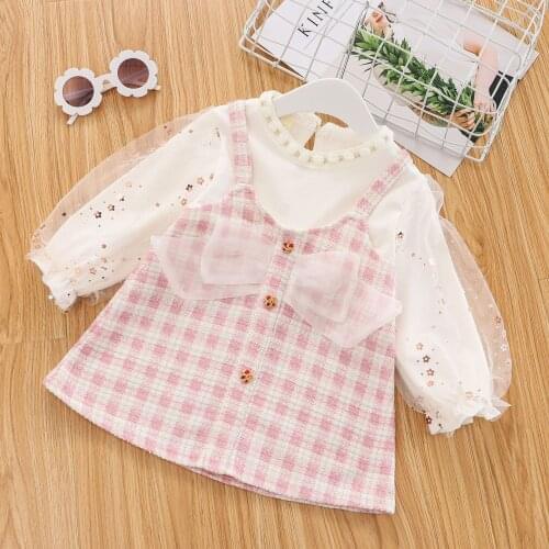2021 Spring Newborn Baby Girls Dress 1 Year Birthday Princess Dresses for Toddler Baby Girl Clothes Casual Plaid Infant Clothing