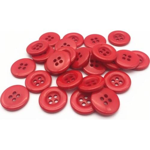 100pcs 18mm Red Resin Buttons 4 Holes Sewing Round Garment Accessories