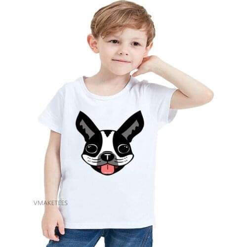 2020Summer Girls & Boys Short Sleeve T shirt Milo The Boston Terrier Print T-shirt Baby Kids Funny Dog Head Clothing