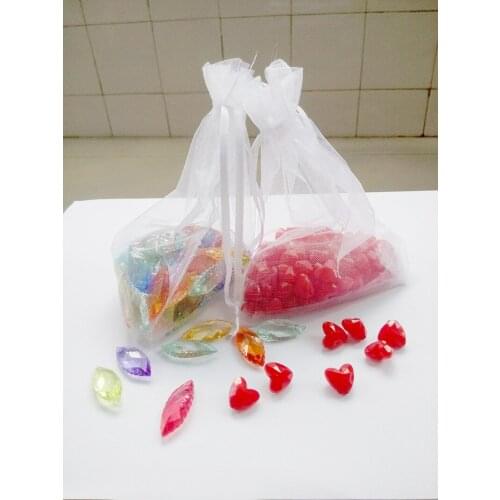 300pcs 9*12 White gift bags for jewelry/wedding/christmas/birthday Organza Bags with handles Packaging Yarn bag