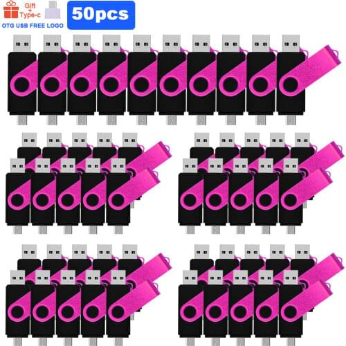 50pcs/lot High Speed USB Flash Drive OTG Pen Drive 128gb 64gb 32gb 8gb Pendrive Flash Disk for Android Micro/PC free logo