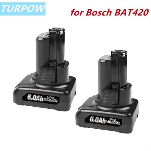 Turpow 6.0Ah Replacement for Bosch 10.8V/12V Batttery BAT411 BAT411A BAT412 BAT412A BAT413 BAT413A BAT414 D-70745 2607336013