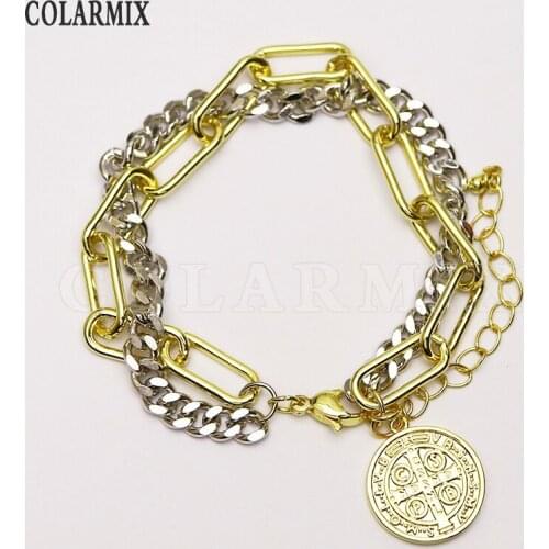 8 Pieces Charms Bracelet Double chain wind Bracelet Fashion Punk hip pop jewelry Bracelet 7356