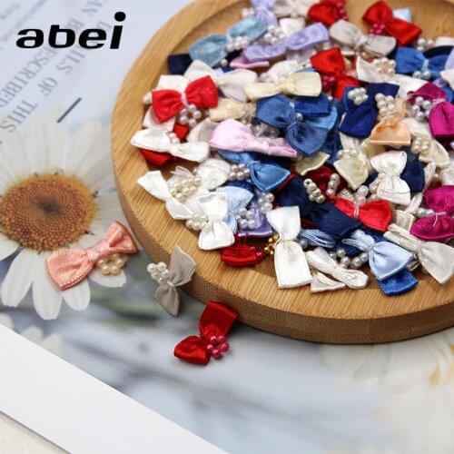 100pcs/lot Handmade mini Satin Bows DIY Fabric Bow For Wedding Candy Gift Box Scrapbooking Decoration Sewing Garments Accessory