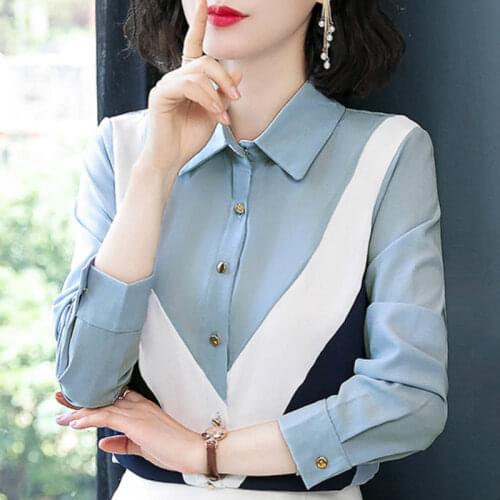Blusas Mujer De Moda 2021 Turn Down Collar Office Tops Long Sleeve Chiffon Blouse Shirt Women Tops Womens Tops And Blouses C152