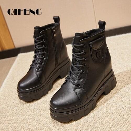 Winter Womens Fashion Ankle Boots Rubber Warm Fur Non-slip Furry Footwear Black Platform High Heels Sexy Martins Botas De Mujer