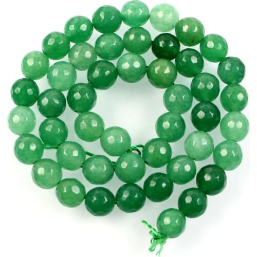 Natural Stone Beads Cut Surface Green Marble Loose Beads for Jewelry Making Needlework DIY Bracelet Strand 4-12 MM