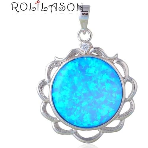 Cheap and cheerful Necklaces jewellery Round Blue Fire Opal Sterling Silver Pendants Australia OP600