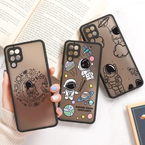 For OPPO A95 A93 A52 A92 A72 Case OPPO A94 A74 A55 A54 A91 A15 A35 A83 A8 A31 A9 2020 Cases Cover Matte Cartoon Alien Astronaut