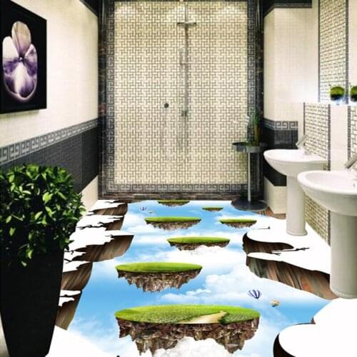 Custom Photo Floor Wallpaper Sky Ladder 3D Floor Paintings Living Room Bathroom Self-adhesive Wear Non-slip Waterproof Wallpaper