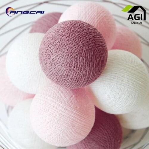 New color sweet Rosy cotton ball string lights fairy party wedding home garden garland decor,AA battery/USB/Plug in powered