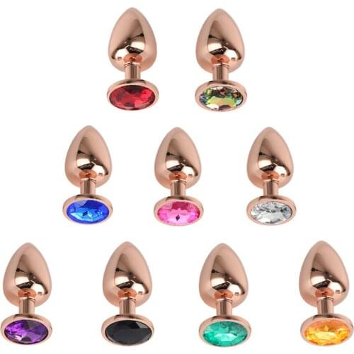Smooth Metal Rose Gold Plating Crystal Jewelry Anal Plug Erotic Toy Anal Tube Bead Butt Plug Adult Products For Women Man