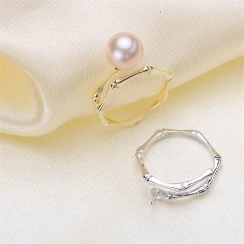 Classic Rings Mounting Beads Resizable Design Rings Base 925 Silver Pearl Rings Settings Women DIY Pearl Ring Accessory No Pearl