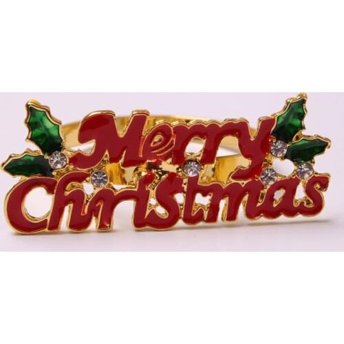 12PCS/Christmas napkin ring metal letter napkin ring desktop decoration for family gathering hotel wedding accessories