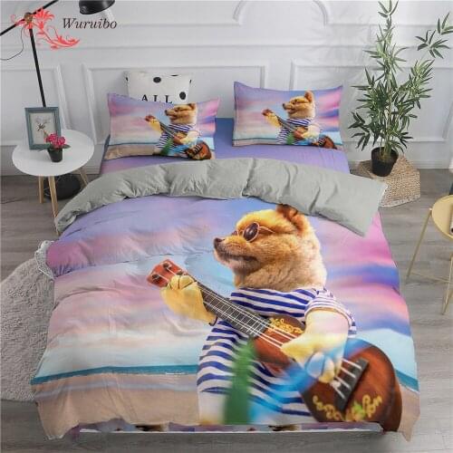 Cute Puppy Dog Bedding Set Lovely Pomeranian Printed Duvet Cover Set Luxury High Quality Quilt Bed Covers Bedclothes 2/3 Pieces