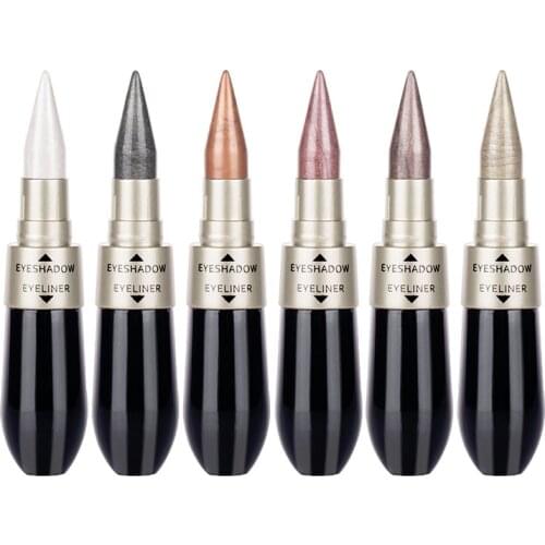 Creative Double-end Eyeshadow Black Eyeliner Pencil Waterproof 6 Colors Pigment Shimmer Glitter Smokey Eye Makeup Tool HOT