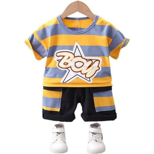 Summer Children Girls Fashion Clothing Baby Boys Striped T Shirt Shorts 2Pcs/sets Kids Infant Clothes Toddler Casual Tracksuits