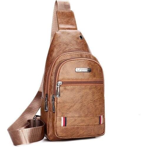 Fashion Mens Bags Leather Sling Zipper Pack Chest Shoulder Crossbody Bag Biker Satchel Men Briefcases 2021 Hot Sales Sports Bag