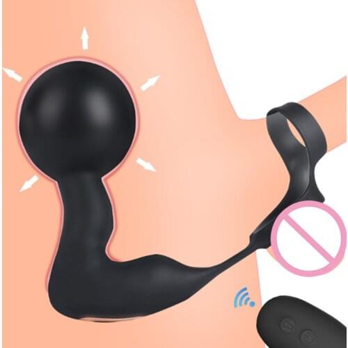 Remote Control Inflatable Anal Plug Prostate Massager Silicone Butt Plug Vibrator Delayed Ejaculation Adult Sex Toys For Male