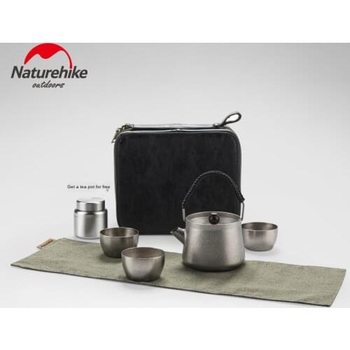 Naturehike Wild Titanium Tea Set Pure Titanium Small Tea Cup Outdoor Tea Making Device Titanium Teapot Titanium Cup