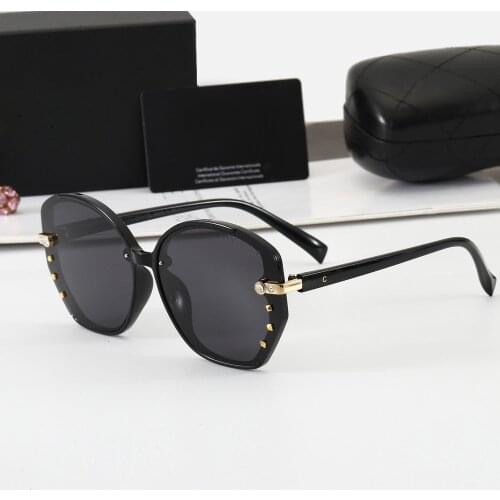 New Round Sunglasses Women Fashion Designer Lady Glasses Diamond Decorative Black Gradient Mirror Polarized Gafas de sol