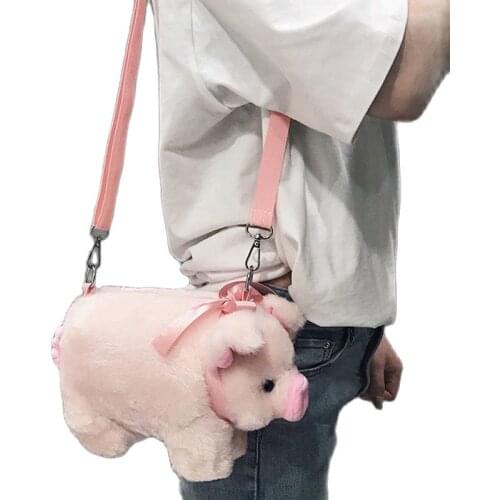 Wholesale 8pcs/lot New 26cm Cute Pig Plush Backpack Cartoon Animal Pink Pig Stuffed and Plush Toys Small Bag Gifts for Girls