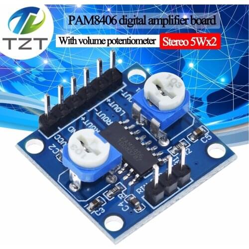 1PCS PAM8406 Digital Amplifier Board With Volume Potentiometer 5Wx2 Stereo M70
