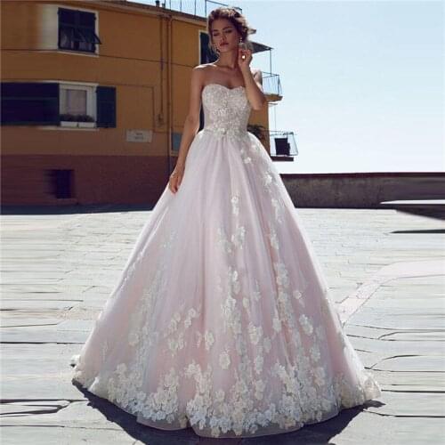 Sexy Sweetheart A-Line Wedding Dress With Lace Appliques Lace Up Corset Women Bride Wedding Party Gowns Spring Garden Vestidos