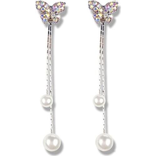 Popular Fashion Bow Earrings Temperament Long Pearl Earrings Wild Pendant Earrings For Women Female Lady Gift Party Jewelry