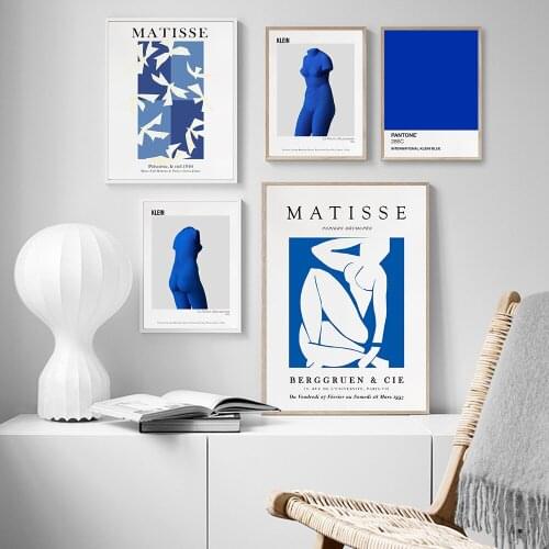 Henri Matisse Poster Abstract Blue Nude Sculpture Canvas Painting Wall Art Print Museum Exhibition Pictures for Interior Room