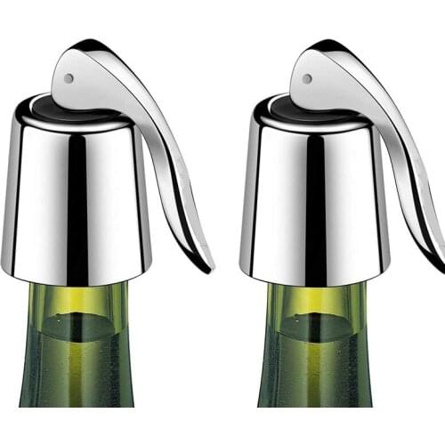 Wine Bottle Stopper Stainless Steel Reusable Leakproof Silicone Beverage Bottle Sealer Wine Fresh Saver