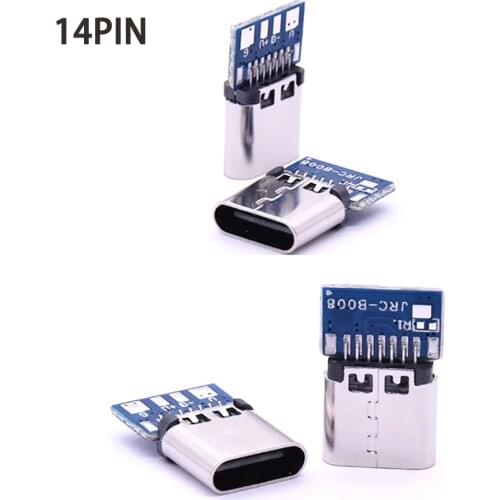 USB 3.1 Type-C Connector 14 16 24 Pins Female/Male Socket Adapter to Solder Wire & Cable for electric toothbrush Smart speaker