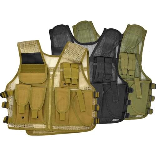 Adjustable Tactical Vest Lightweight Breathable Mesh Molle Vest Unisex Army Military Training Vest for Outdoor Hunting Fishing