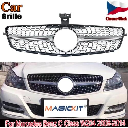 MagicKit AMG Diamonds Grille For Mercedes-benz W204 C Class Saloon Estate Coupe Silver