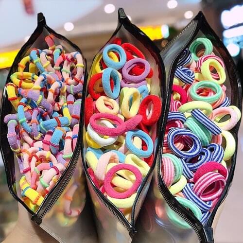 50/100/200Pcs/Bag Children Cute Candy Cartoon Solid Elastic Hair Bands Girls Lovely Srunchies Rubber Bands Kid Hair Accessories