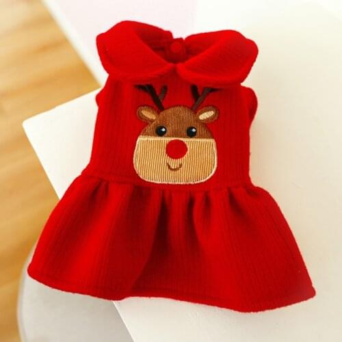 Christmas Small Dog Sweaters Winter Pet Dog Clothes Warm Plush Elk Couple Dress Skirt Hoodies For Small Dog Clothes Costumes