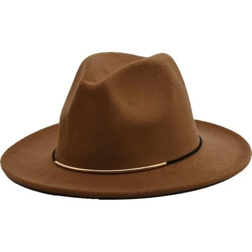 Fashion Men Fedoras For Women Spring Wool Hats Black Jazz Caps Wide Brim Gentleman Elegant Lady Vintage Hat F14