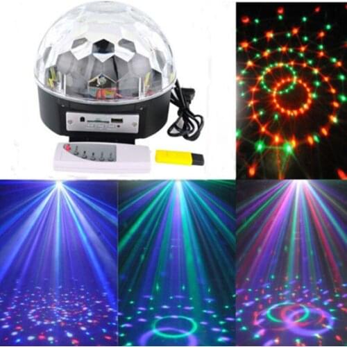MP3 Remote Control LED RGB Crystal Magic Ball Effect Light for Stage Party Disco DJ Bar Lighting EU/US Adapter AC110V-240V