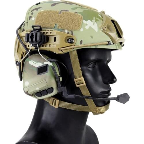Tactical Helmet Headset with Fast Helmet Rail Adapter Peltor Noise Canceling Comtac Headset Camouflage Military Headphone