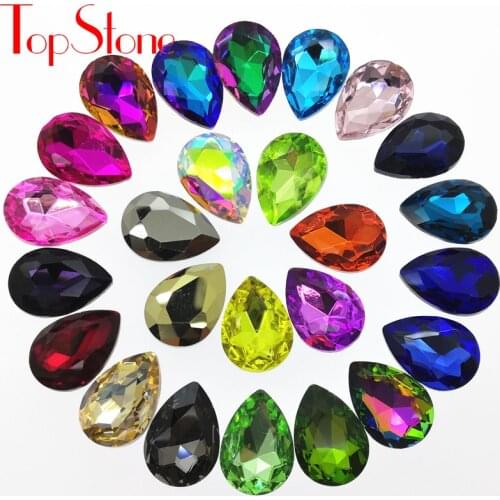 TopStone Teardrop Crystal Fancy Stones Pointback Glass Rhinestones Size 7x10,10x14,13x18,18x25,20x30mm for Jewellry Making