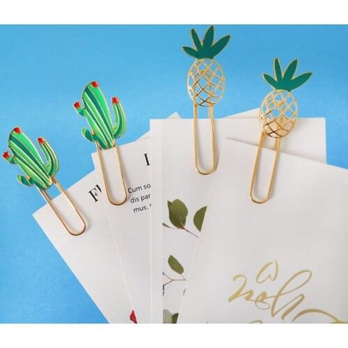 TUTU cute Cactus pineapple paper clips candy brooch student paper organizer clip bookmark stationery supplies H0440