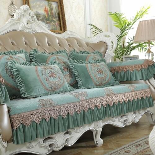 Vintage Chenille 3-seater Sofa Cover Jacquard Lace 4 Seat Loveseat Couch Slipcover Arm Chair Cover Living Room European Non Slip