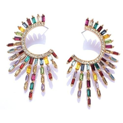 New Design Big Wing Irregular Shape Stud Earrings For Women Colorful Crystal Earrings Pendientes Wholesale Jewelry Accessories