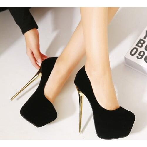 Plus Size 41 42 43 44 45 Sexy Pumps Wedding Women Fetish Shoes High Heel Stripper Flock Pumps 16 cm Womens Heel Zapatos Mujer
