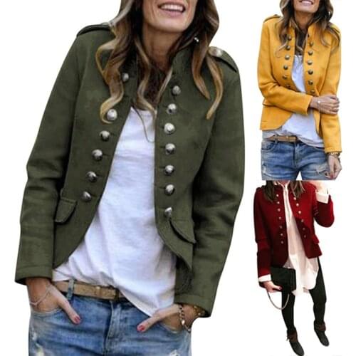 Blazer Women jackets Long Sleeve Row Buckle Self-cultivation Small Suit Loose Yellow Red Coat Pattern Hot Style Femme Mujer