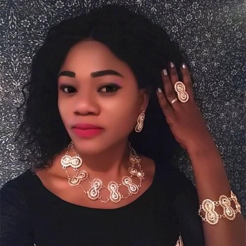 Fani Fashion Dubai Gold Colorful Jewelry Set Brand nigerian woman Wedding Necklace Ring Bracelet Earrings jewelry Set Wholesale
