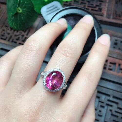 Pink Topaz Sterling Silver Natural Pink Topaz 10*12mm Ladies' Favorite Ring Women Fine Jewelry Wedding Birthday