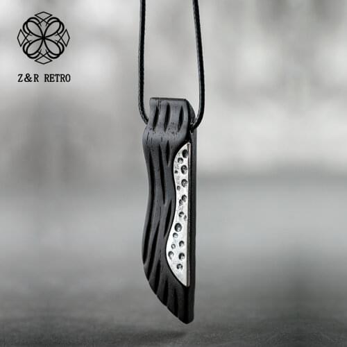 Vintage Carved Women Pendant & Necklaces Rope Sweater Chains Sandalwood Wooden Handmade Necklace Women Fashion Jewelry Wholesale